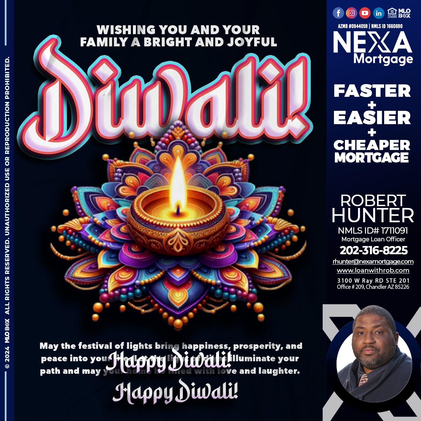 HAPPY DIWALI - Robert Hunter -Mortgage Loan Officer