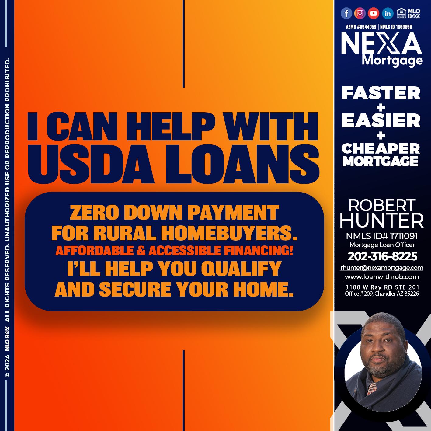 I CAN HELP USDA LOANS - Robert Hunter -Mortgage Loan Officer