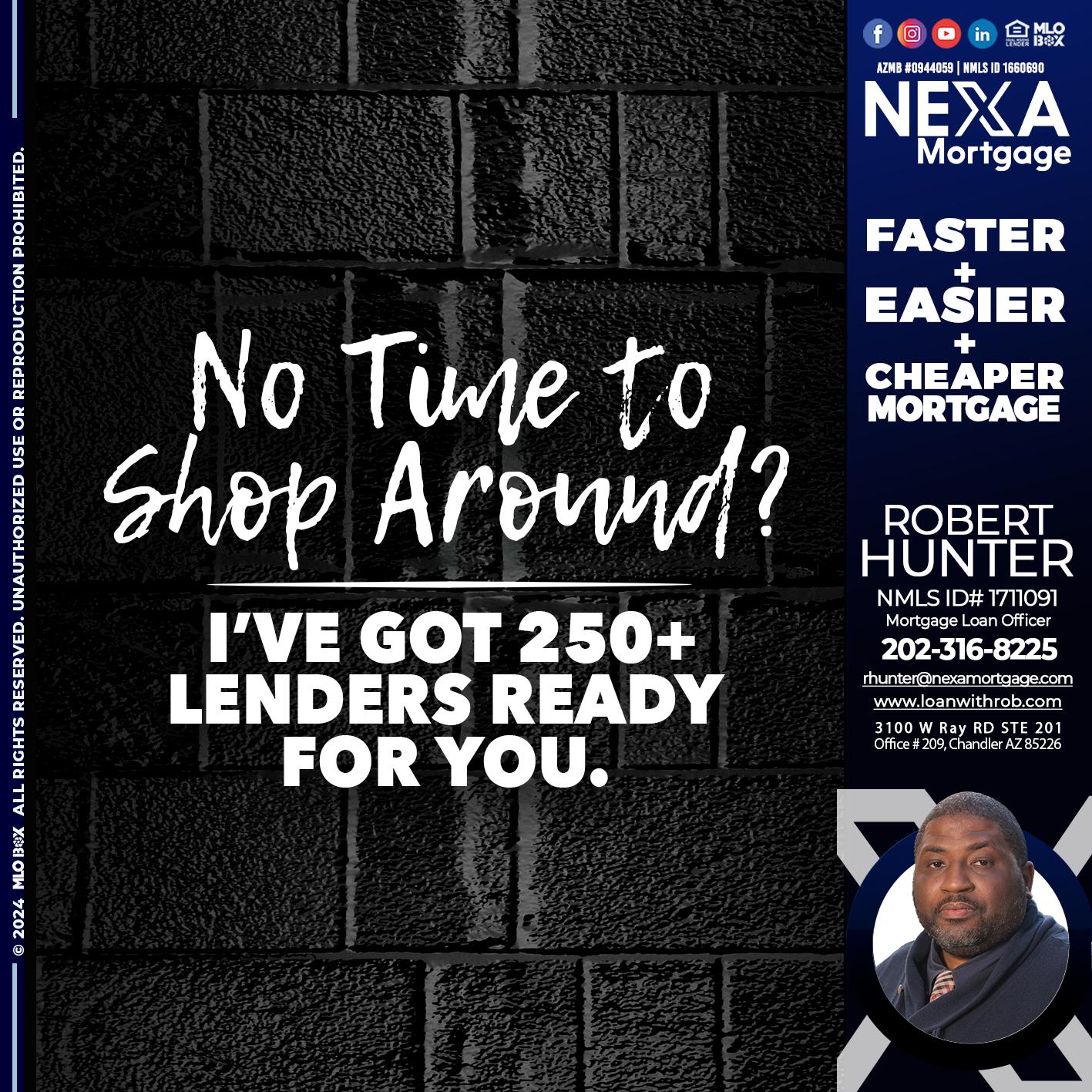 NI TIME TO SHOP AROUND - Robert Hunter -Mortgage Loan Officer