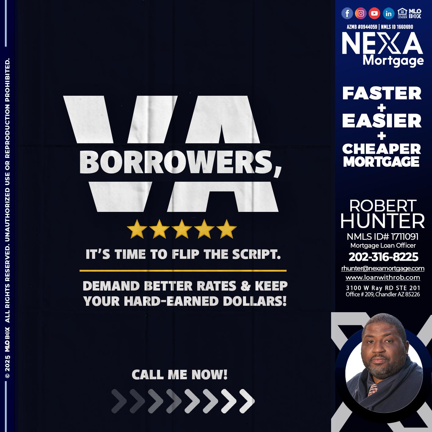 VA BORROWERS - Robert Hunter -Mortgage Loan Officer