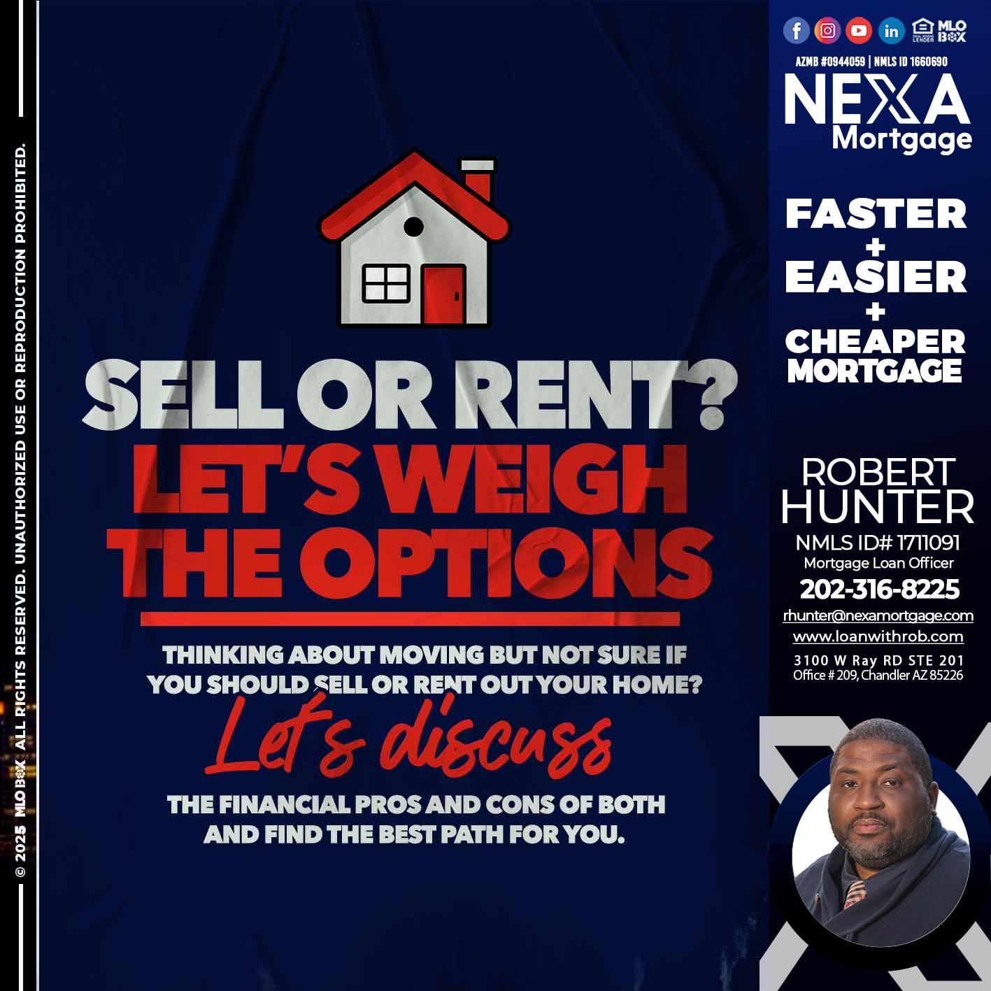 SELL OR RENT? - Robert Hunter -Mortgage Loan Officer