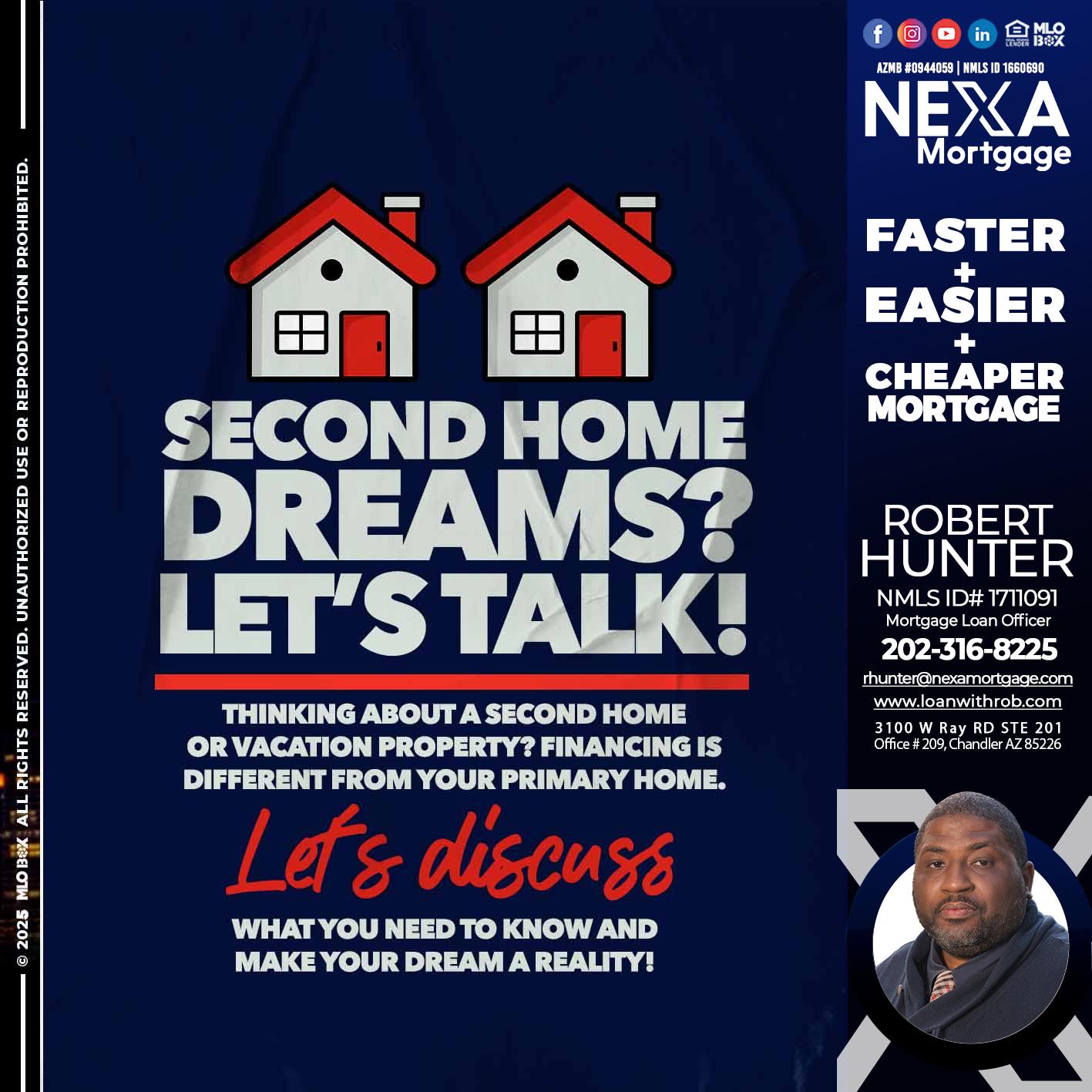 second home dreams? - Robert Hunter -Mortgage Loan Officer